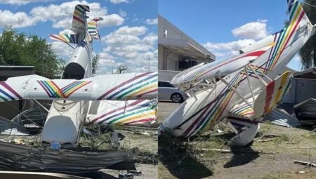 Uçak otoparka çakıldı, pilot yara almadan kurtuldu
