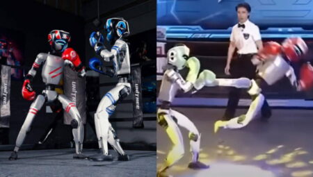 Dünyanın birinci insansı robot boks maçı düzenlendi