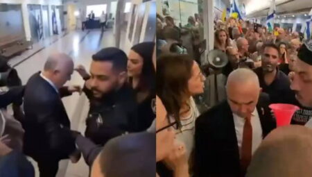 İsrailli milletvekili protesto edildi: Kalabalığın ortasında yere düştü